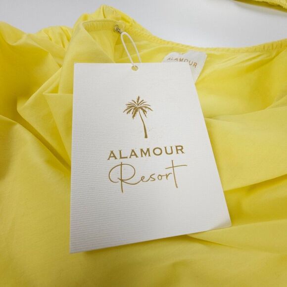 NWT Alamour Resort Eva Matching Set Yellow Romantic Puff Sleeve Coquette Lolita - Picture 14 of 14